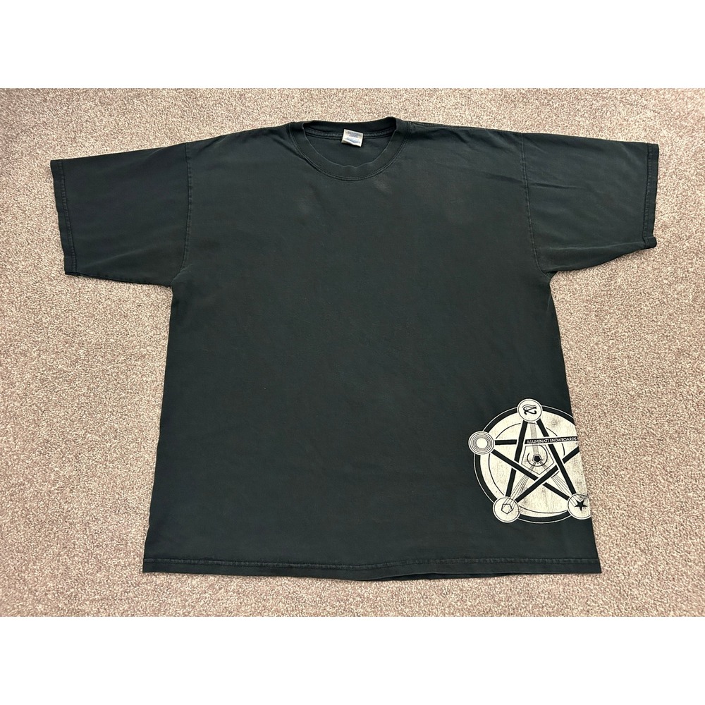 Y2K 90s Illuminati Snowboards T-Shirt Mens XL Black Excellent Graphic Skate Tee